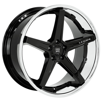 ÜBER 6061-T6 Lexani Savage Gloss Black Wheels With Chrome Lippe