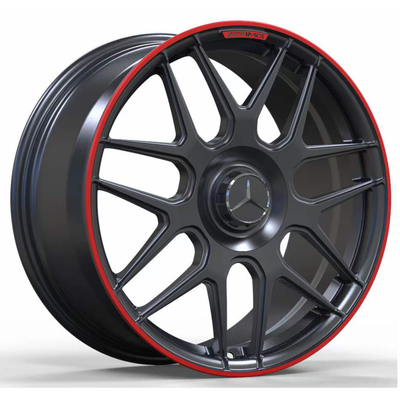 19&quot; Matt Black With Red Lip schmiedete Räder für Mercedes Benz AMG GT